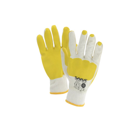 Rękawice powlekane lateksem Sara RPL013 YELLOW BRUK