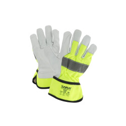 Rękawice wzmacniane skórą licową bydlęcą SARA RSL004 FLUO