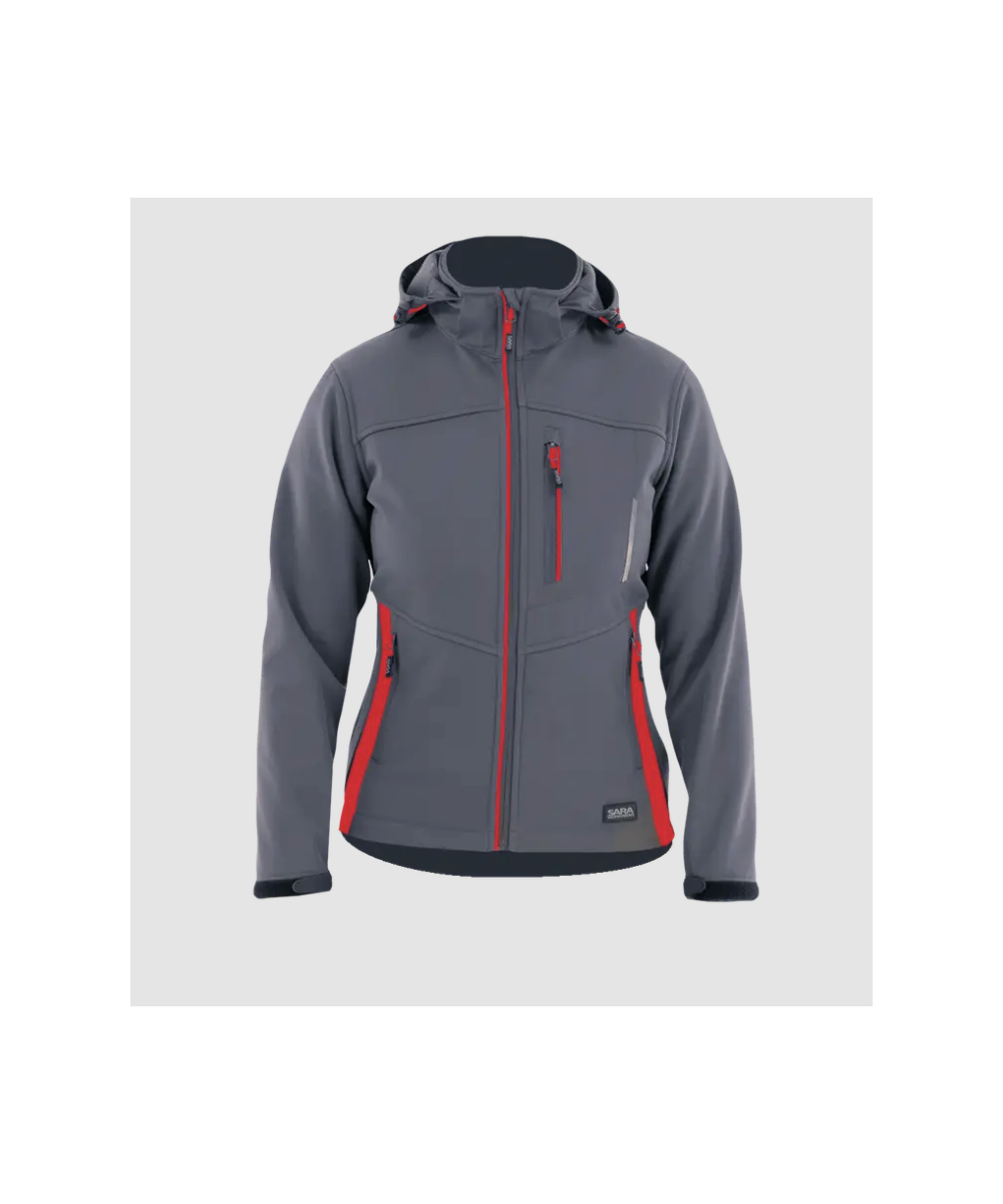 Softshell damski Sara WOMAN PLUS 1-13-465-70-50, szaro-czerwony