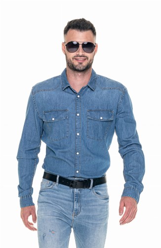 Koszula jeansowa męska CrimsonCut Western Slim 95600
